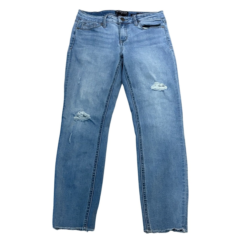 Kenneth Cole Jess Skinny Jeans Distressed Raw Hem Pockets Light Wash Size 2